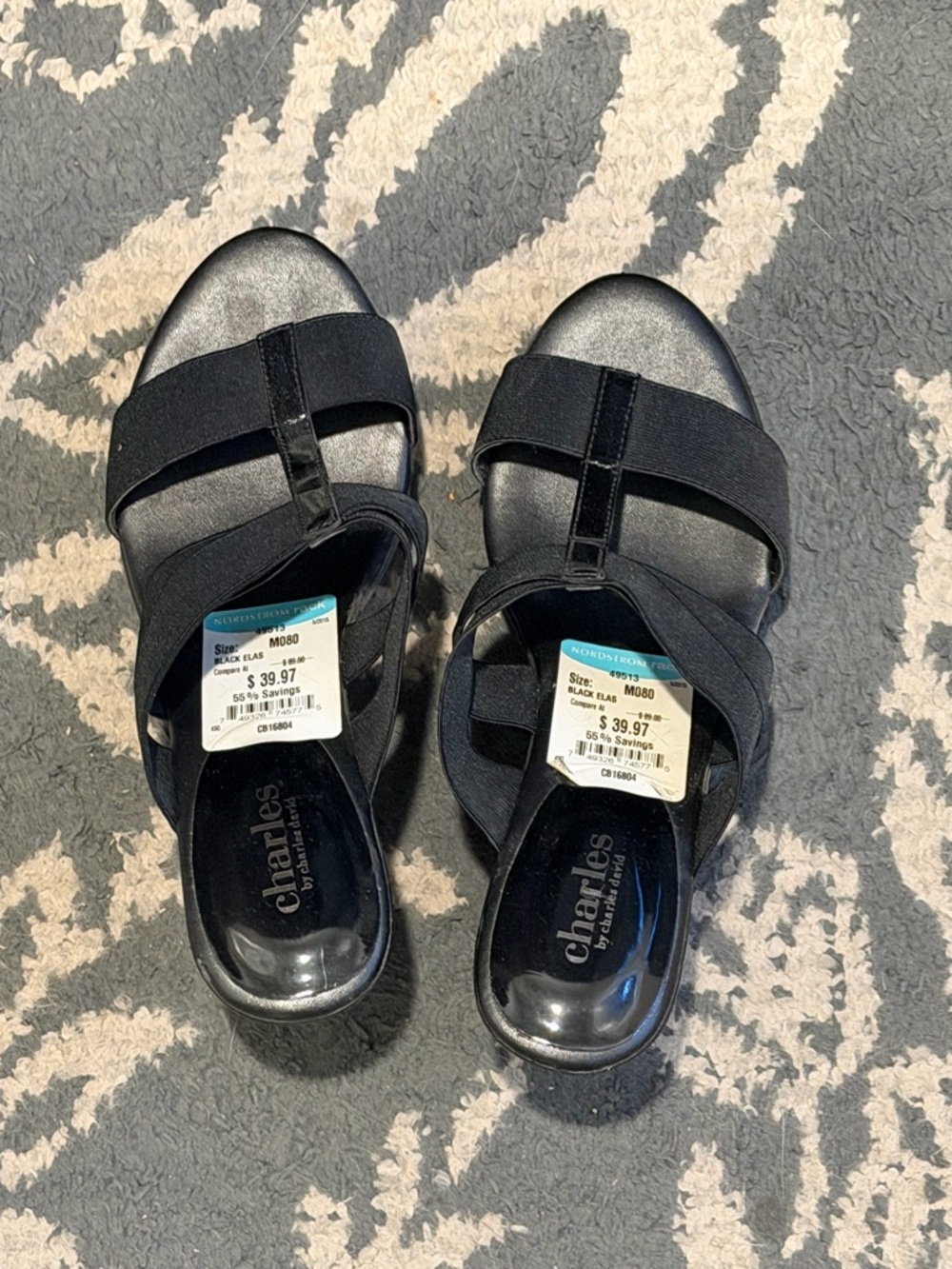 Charles by Charles David Black Strappy Wedges